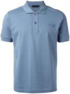 Prada Short Sleeve Polo Shirt, Men's, Size: Large, Blue, Cotton
