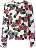 Msgm Dot And Wave Print Top, Women's, Size: 42, White, Spandex/elastane/viscose