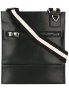 Bally Striped Strap Shoulder Bag, Men's, Black, Leather