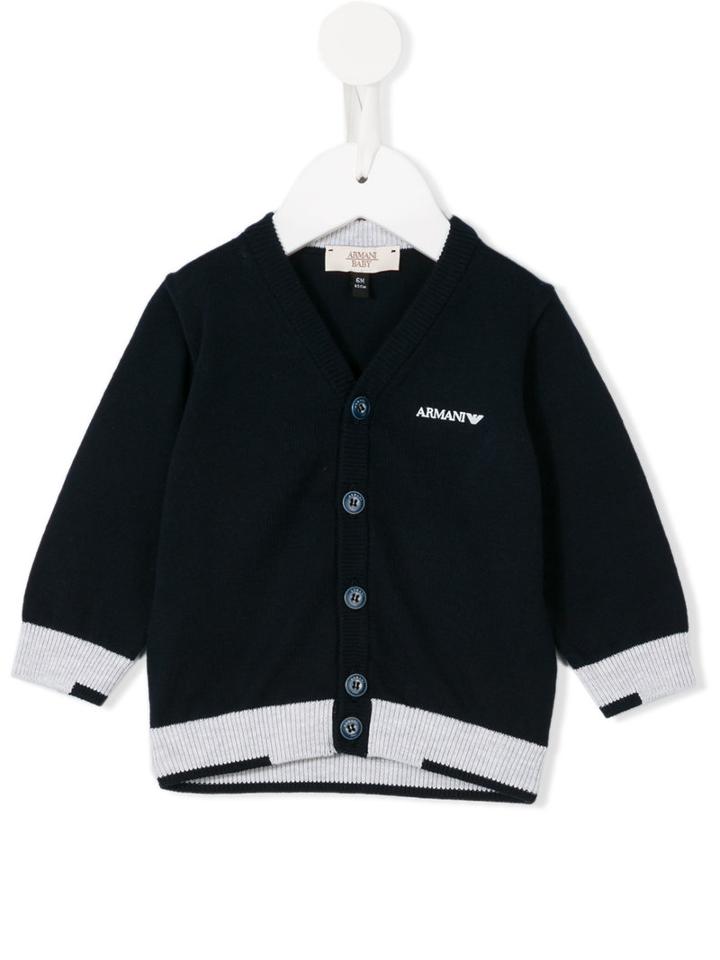 Armani Junior - Logo Print Cardigan - Kids - Cotton - 18 Mth, Blue