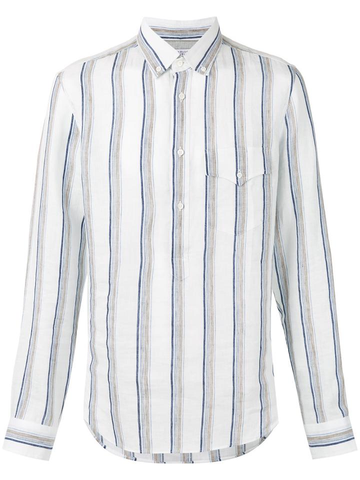 Woven Stripe Shirt - Men - Linen/flax - M, White, Linen/flax, Brunello Cucinelli