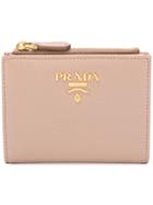 Prada Compact Logo Wallet - Neutrals