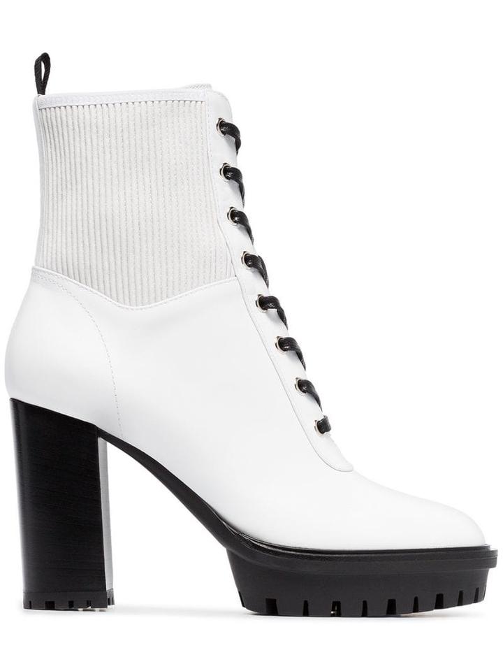 Gianvito Rossi White 70 Laceup Leather Boots