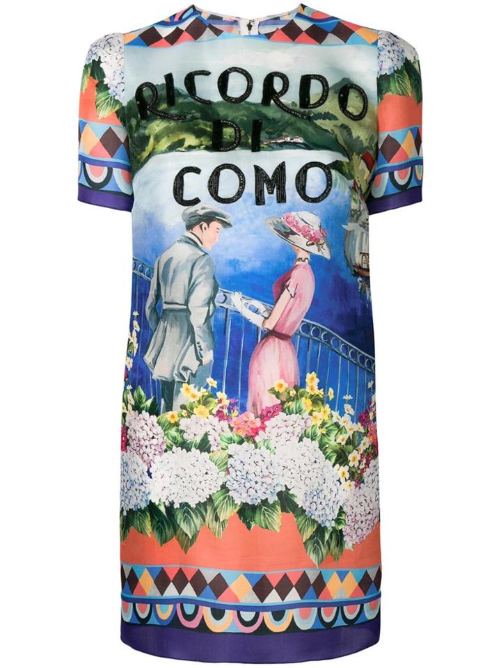 Dolce & Gabbana Short-sleeve Printed Dress - Blue