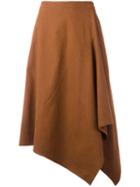 Stella Mccartney - Asymmetric Midi Skirt - Women - Polyamide - 40, Women's, Brown, Polyamide