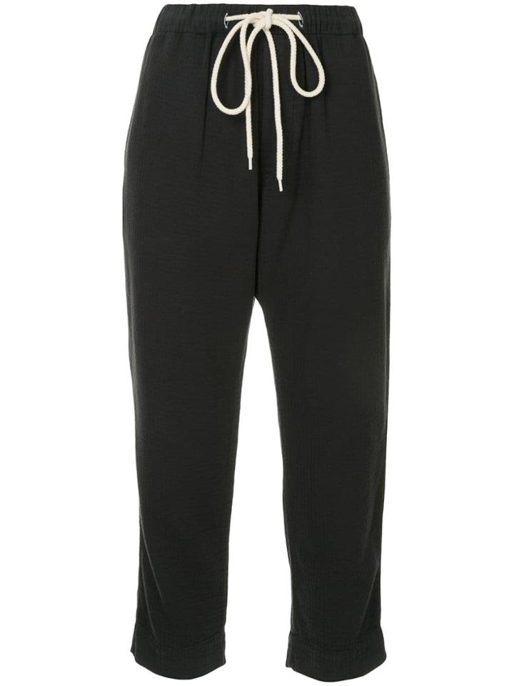 Bassike Washed Herringbone Cropped Trousers - Black
