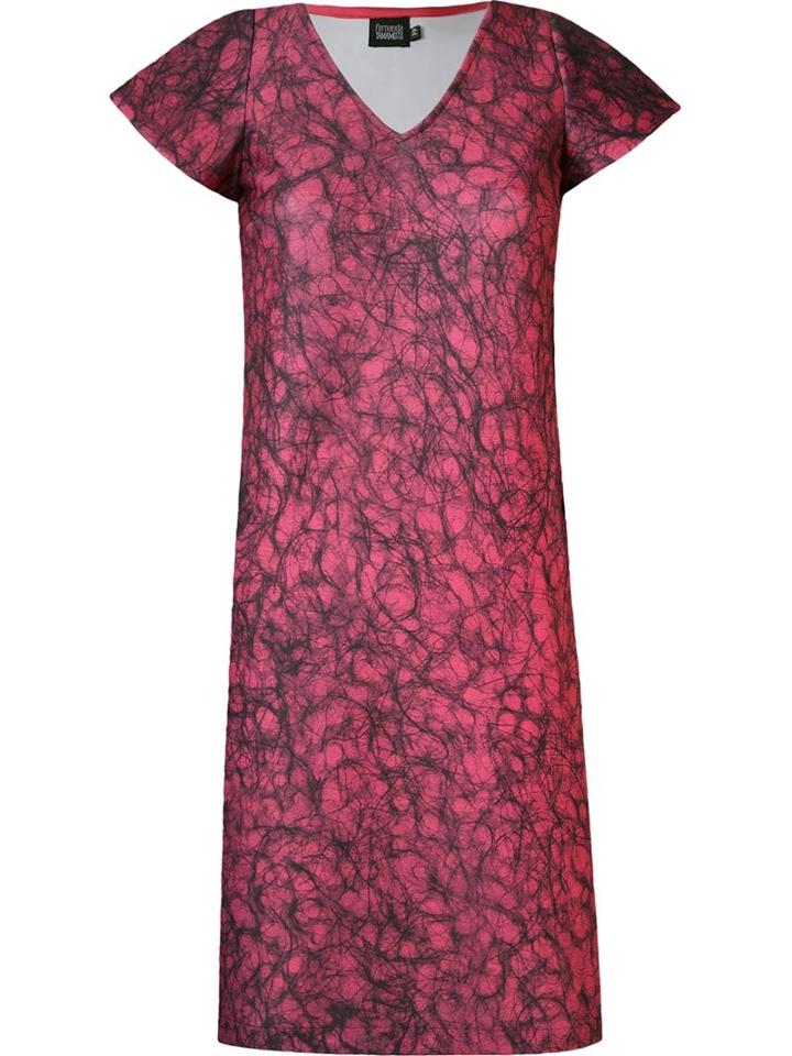 Fernanda Yamamoto Printed Neoprene Dress, Women's, Size: 40, Pink/purple, Cotton/polyester