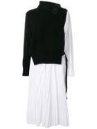 Sacai Contrast Flared Dress - White