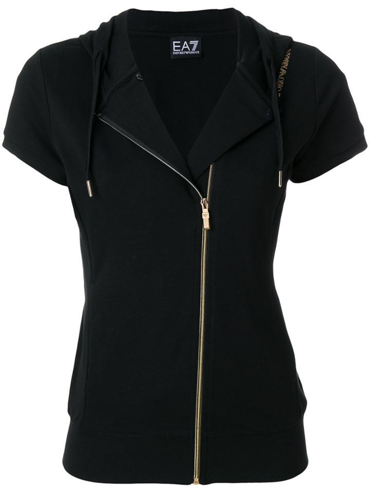 Ea7 Emporio Armani Short Sleeve Hooded Top - Black