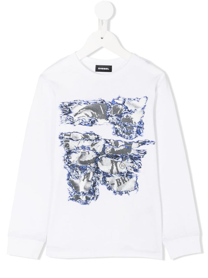 Diesel Kids - Printed Top - Kids - Cotton - 10 Yrs, White