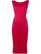 Pleats Please By Issey Miyake Pleated Fitted Dress, Women's, Size: 2, Pink/purple, Polyester