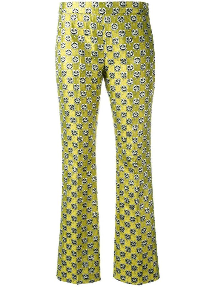 Giamba Floral Jacquard Trousers, Women's, Size: 44, Green, Cotton/polyester/acetate
