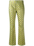 Giamba Floral Jacquard Trousers, Women's, Size: 44, Green, Cotton/polyester/acetate