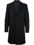 Les Hommes Classic Mid-length Coat, Men's, Size: 50, Black, Leather/polyamide/viscose/virgin Wool