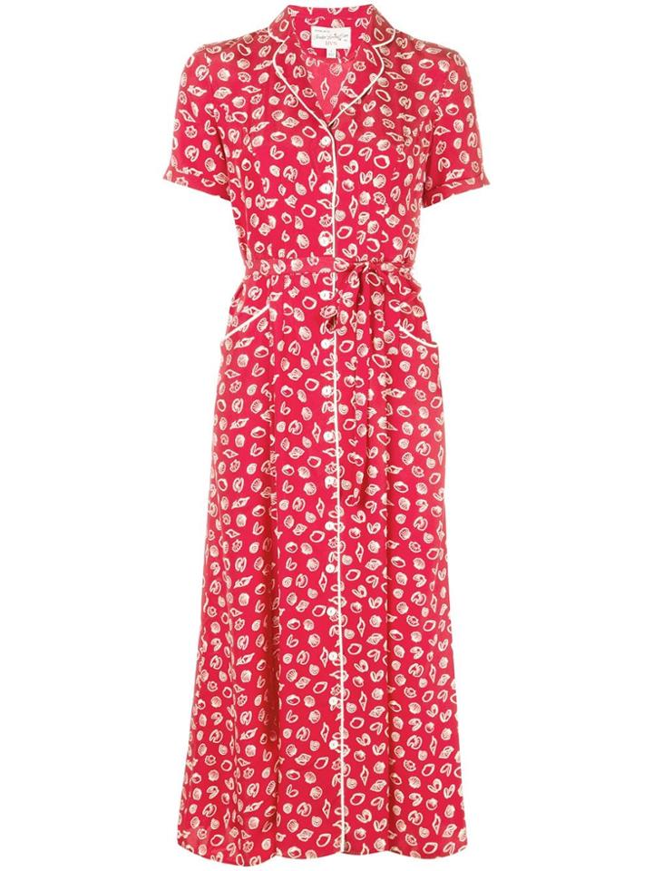 Hvn Seashells Print Dress - Red