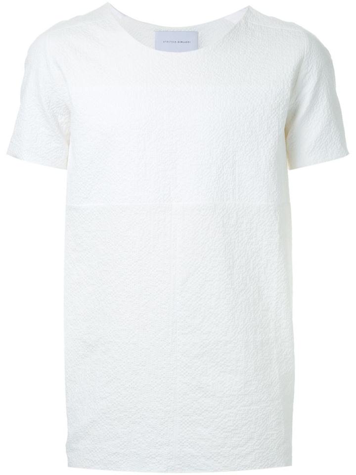 Strateas Carlucci Textured T-shirt, Men's, Size: S, White, Cotton/lyocell