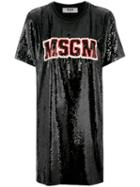 Msgm - Branded T-shirt Dress - Women - Polyamide/polyester - 38, Black, Polyamide/polyester