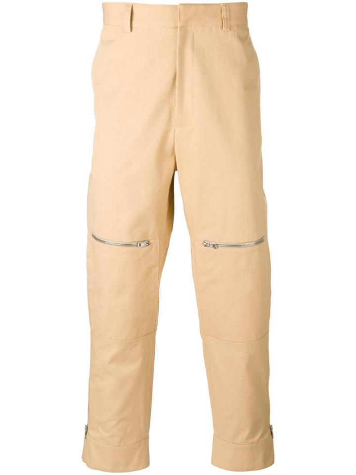 Stella Mccartney Zipped Knee Trousers, Men's, Size: 46, Nude/neutrals, Cotton