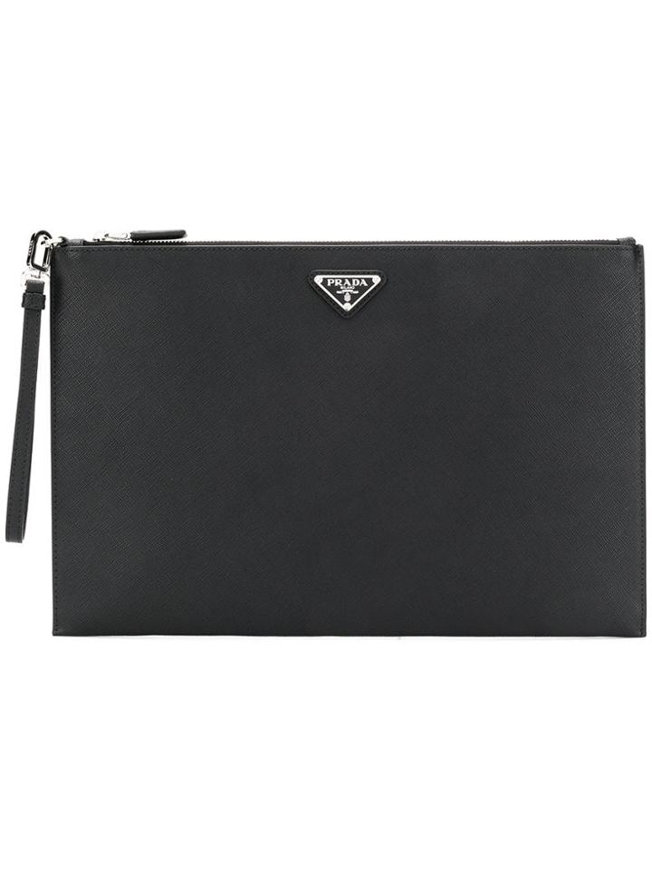 Prada Large Logo Clutch - Black