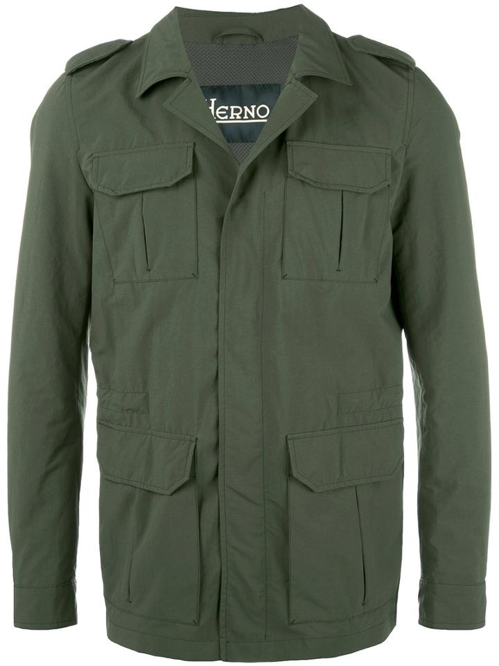Herno Multiple Pockets Military Jacket, Men's, Size: 56, Green, Polyamide/polyester