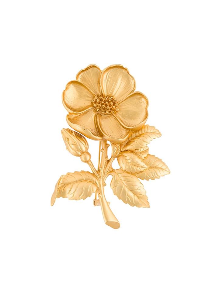 Kenzo Vintage Flower Shaped Brooch - Metallic