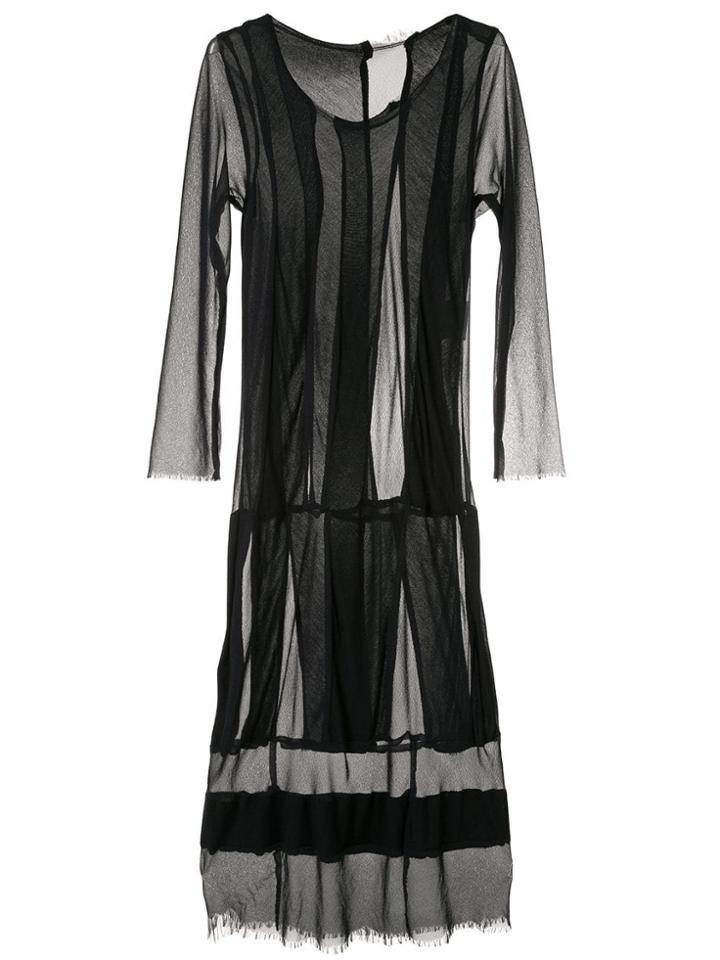 Comme Des Garçons Vintage Mesh Panels Midi Dress - Black