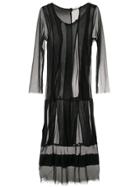 Comme Des Garçons Vintage Mesh Panels Midi Dress - Black