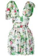 Brognano Printed Draped Dress - White
