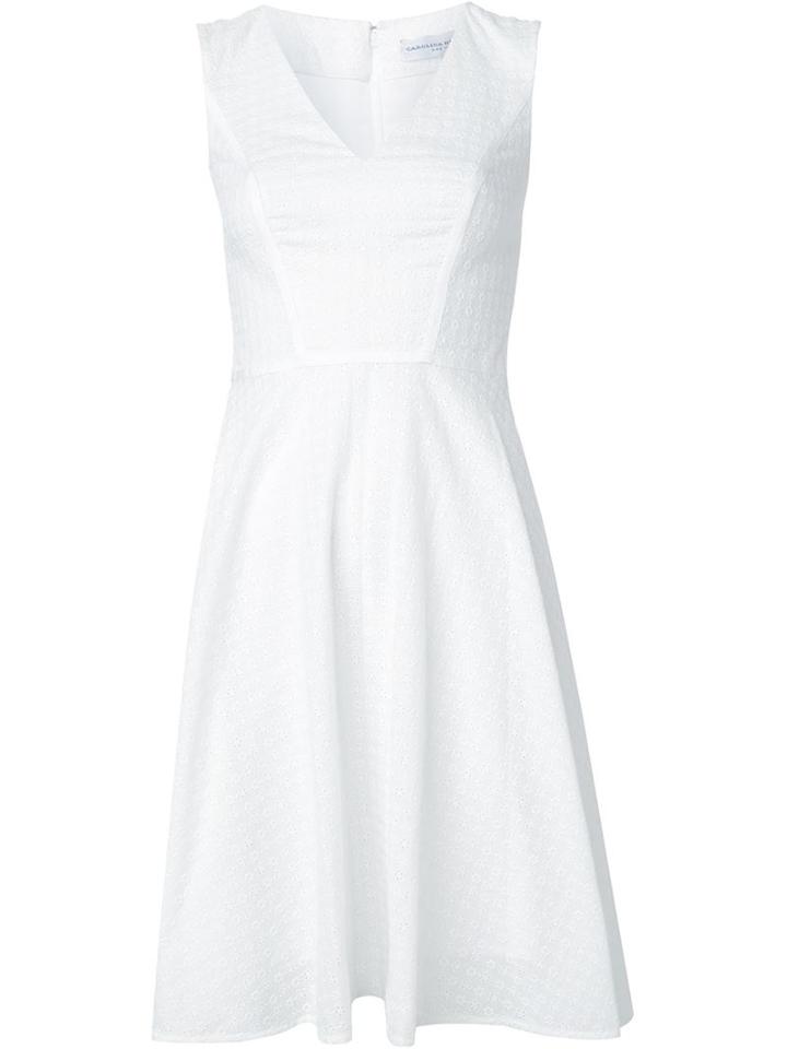 Carolina Herrera V-neck Flared Dress, Women's, Size: 8, White, Cotton
