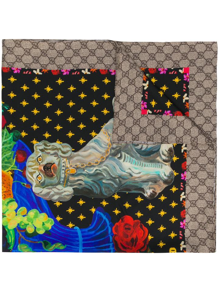 Gucci Gg Supreme Trim Scarf - Black