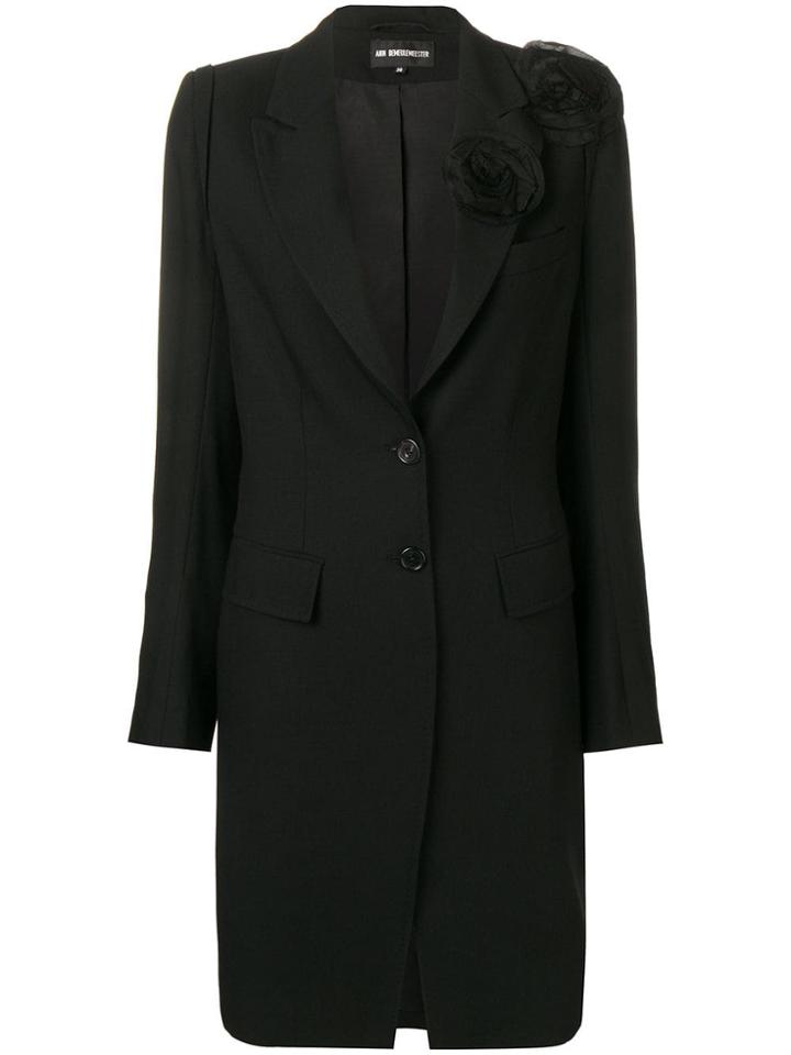 Ann Demeulemeester Flower Appliqué Coat - Black