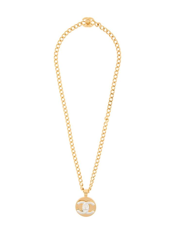 Chanel Vintage Long Turnlock Necklace - Metallic