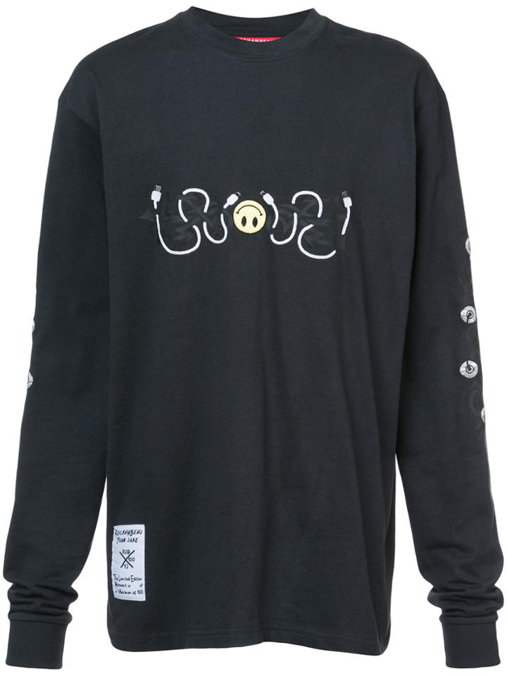 Rochambeau Tribal Smiley Long-sleeved T-shirt - Black