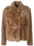 S.w.o.r.d 6.6.44 Fur Panel Jacket, Women's, Size: 42, Nude/neutrals, Lamb Skin/sheep Skin/shearling