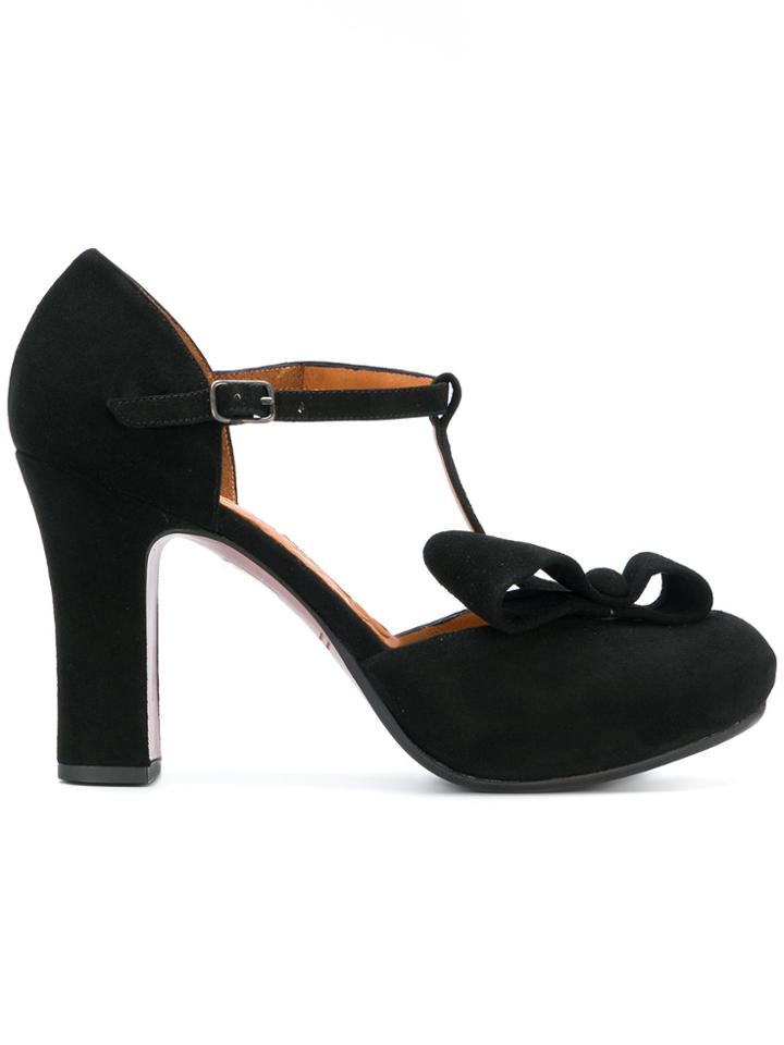 Chie Mihara Ankle Strap Bow Pumps - Black