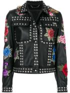 Philipp Plein Studded Rose Patch Jacket - Black