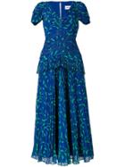 Self-portrait Long Panelled Pleated Dress - Blue