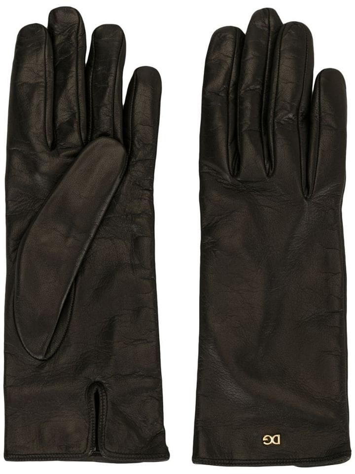 Dolce & Gabbana Logo Detail Short Gloves - Black