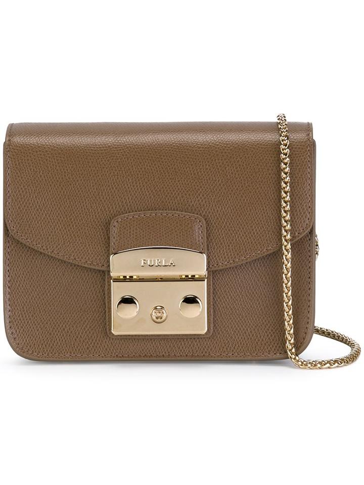 Furla - Chain Strap Crossbody Bag - Women - Leather - One Size, Brown, Leather