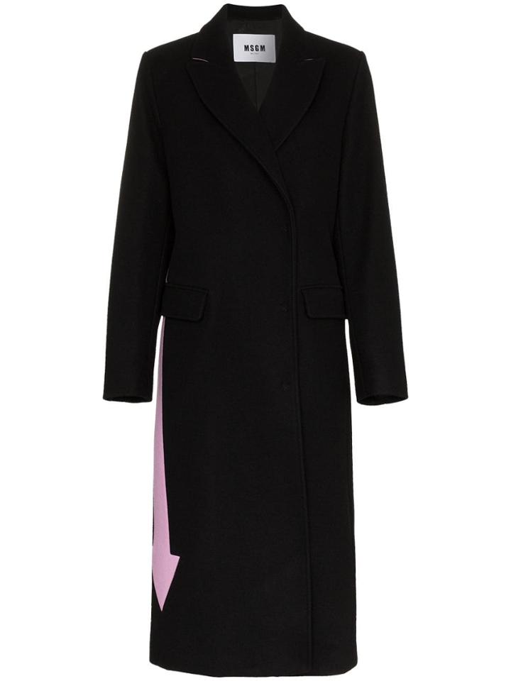 Msgm Arrow Print Wool Coat - Blue