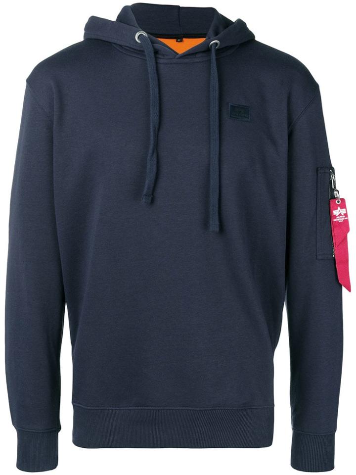 Alpha Industries Zipped Sleeve Pocket Hoodie - Blue