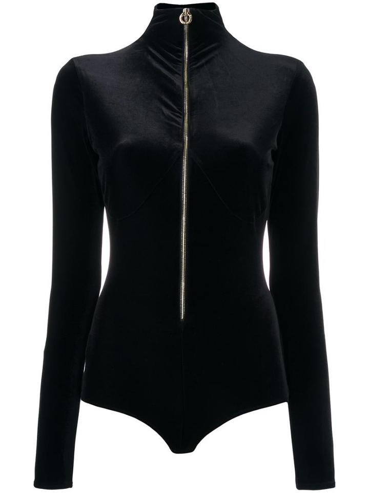Emiliano Rinaldi High Neck Zipped Bodysuit, Women's, Size: 38, Black, Polyester/spandex/elastane/viscose
