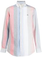 Vivienne Westwood Orb Embroidery Striped Shirt - Blue