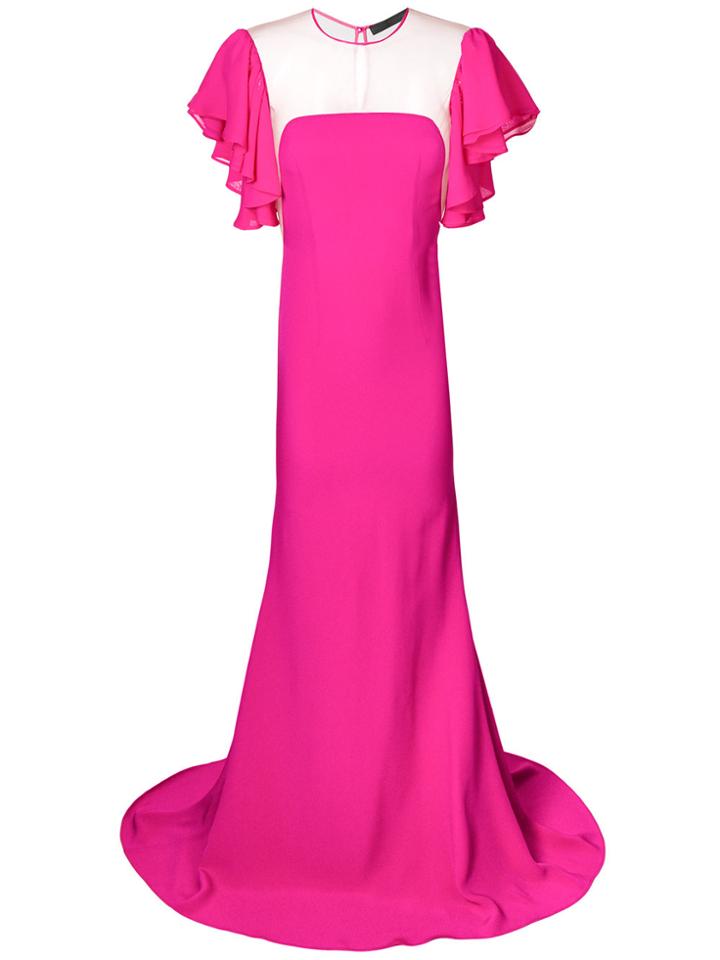 Francesco Paolo Salerno Ruffle Sleeve Fishtail Gown - Pink & Purple