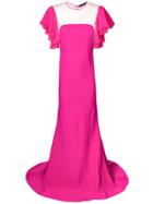Francesco Paolo Salerno Ruffle Sleeve Fishtail Gown - Pink & Purple