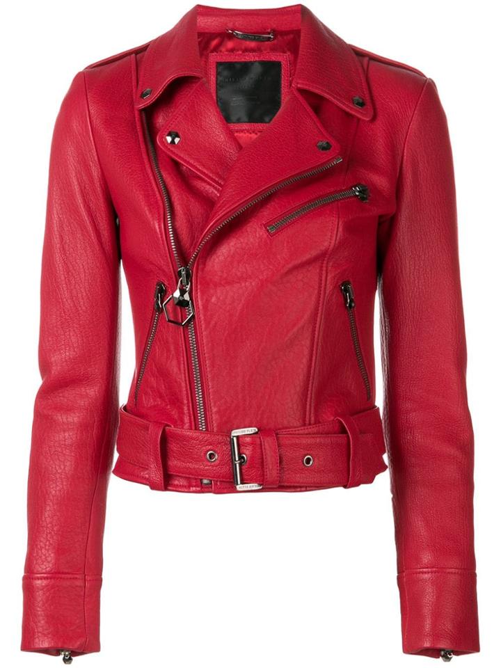 Philipp Plein Biker Jacket - Red