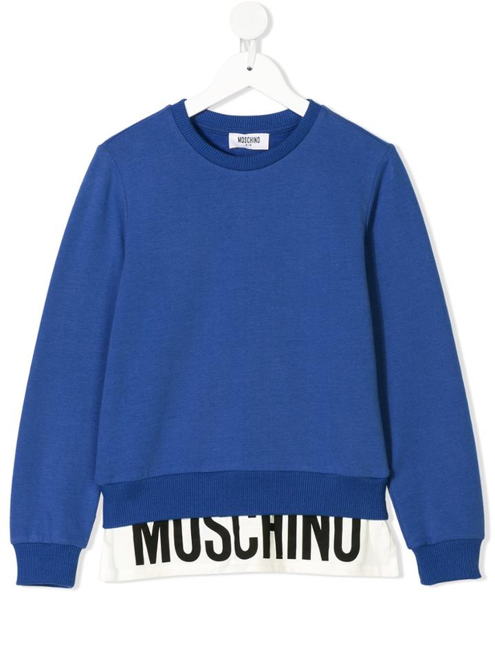 Moschino Kids Teen Logo Printed Sweatshirt - Blue