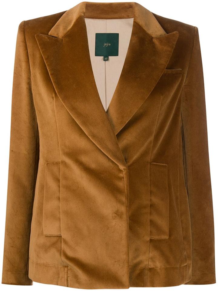 Jejia Velvet Single-breasted Blazer - Brown