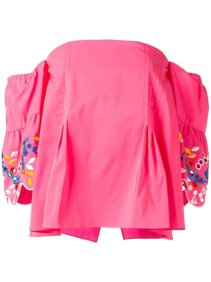 Peter Pilotto Taffeta Embroidered Corset Top, Women's, Size: 8, Pink/purple, Polyester/cotton/spandex/elastane