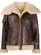 Sandro Paris Shearling Trim Zip-front Jacket - Brown
